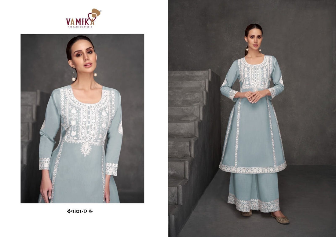 Embroidered Co-ord set, Designer Kurti with Pant – Readymade Indian Pakistani Ethnic Wear | Heavy Viscose Silk | Perfect for Summer and gift
