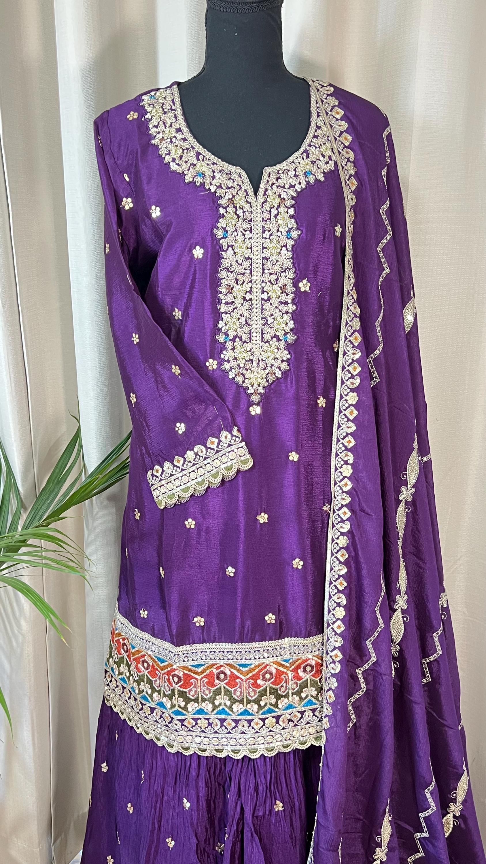 Sharara suit, party wear designer salwar kameez, Heavy embroidery work ready to wear dress, Eid gift, Pakistani dress, Indian dress, Deshi