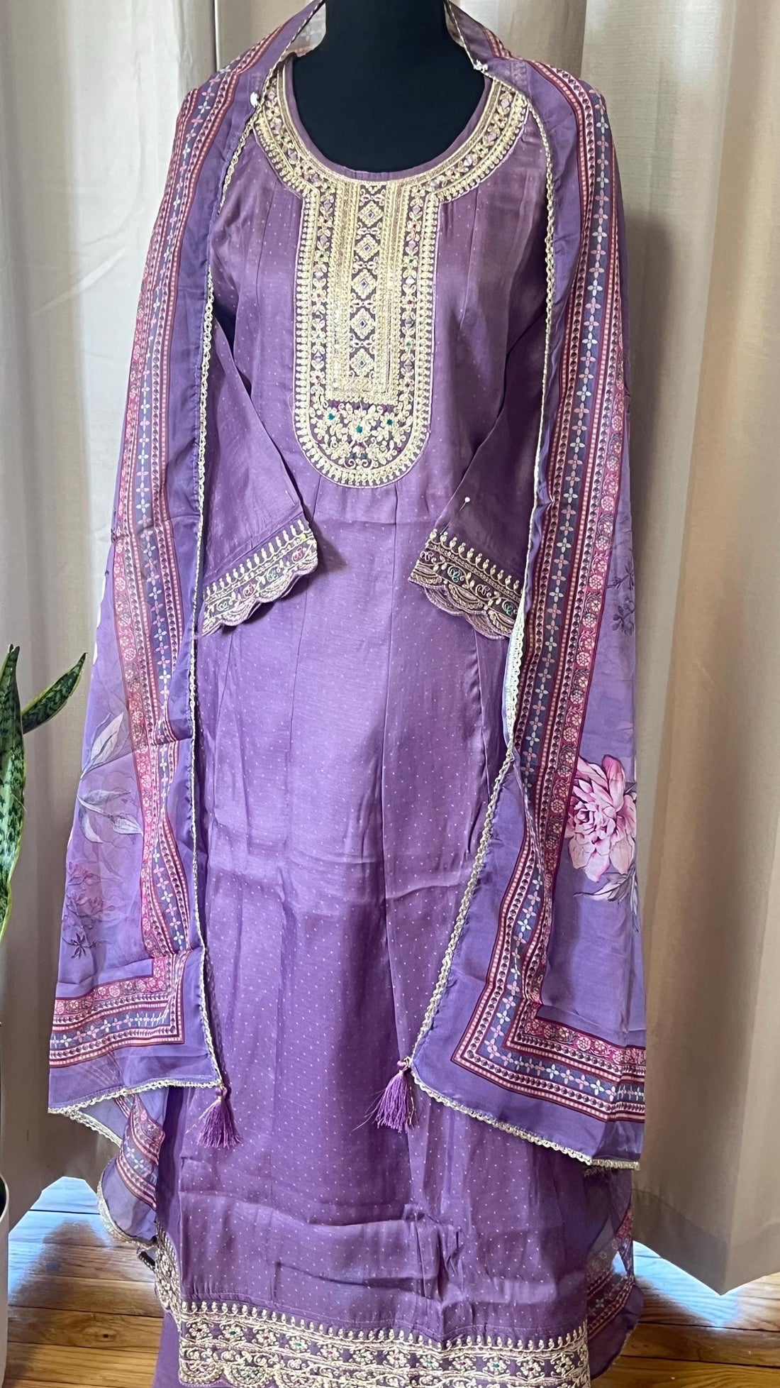 Designer Silk Kurti Set with Dupatta | Handwork & Mirror Detailing | Embroidered Indian Pakistani Salwar Kameez Dress | Perfect Gift for her