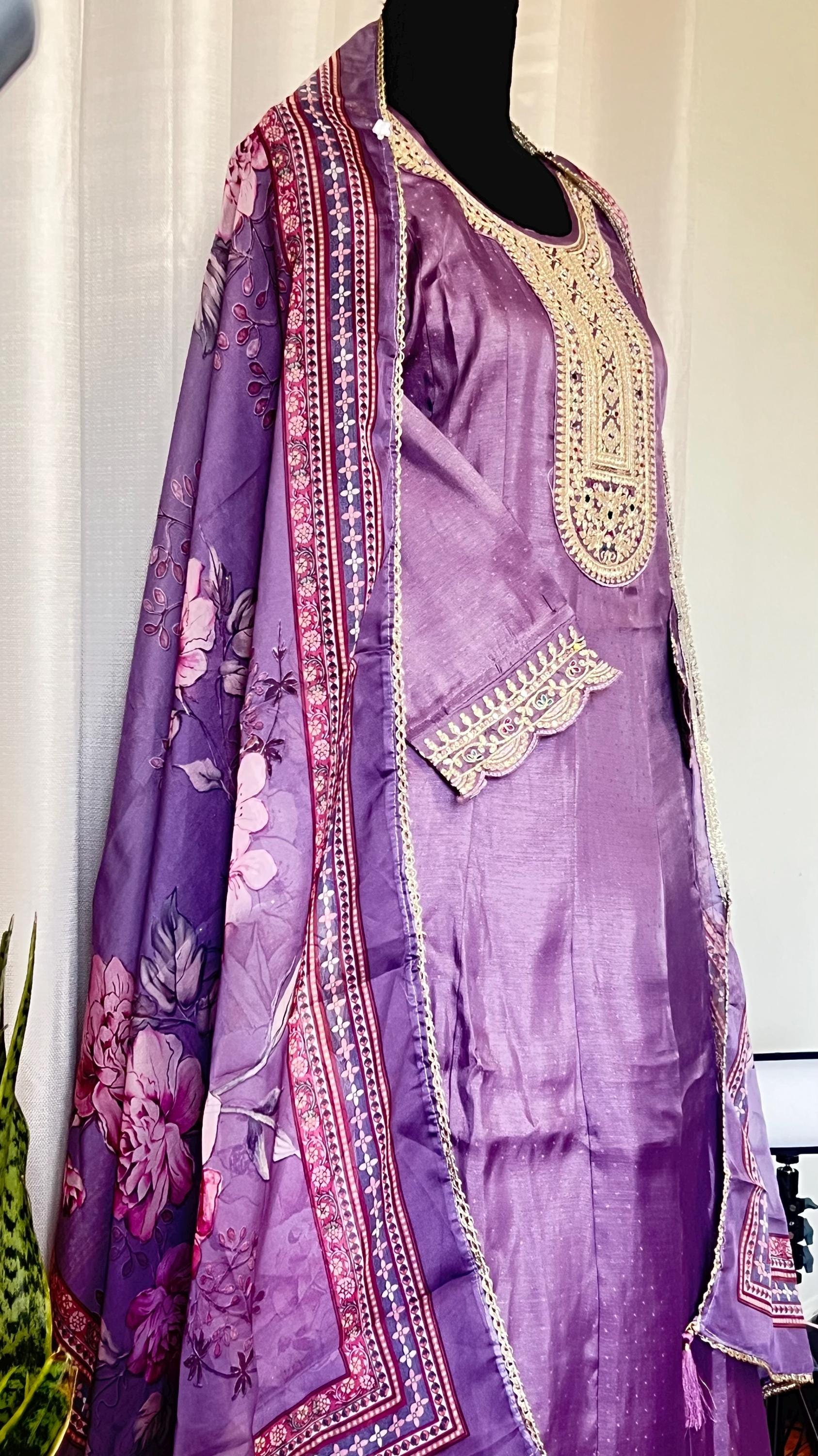 Designer Silk Kurti Set with Dupatta | Handwork & Mirror Detailing | Embroidered Indian Pakistani Salwar Kameez Dress | Perfect Gift for her