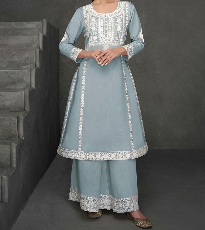 Embroidered Co-ord set, Designer Kurti with Pant – Readymade Indian Pakistani Ethnic Wear | Heavy Viscose Silk | Perfect for Summer and gift
