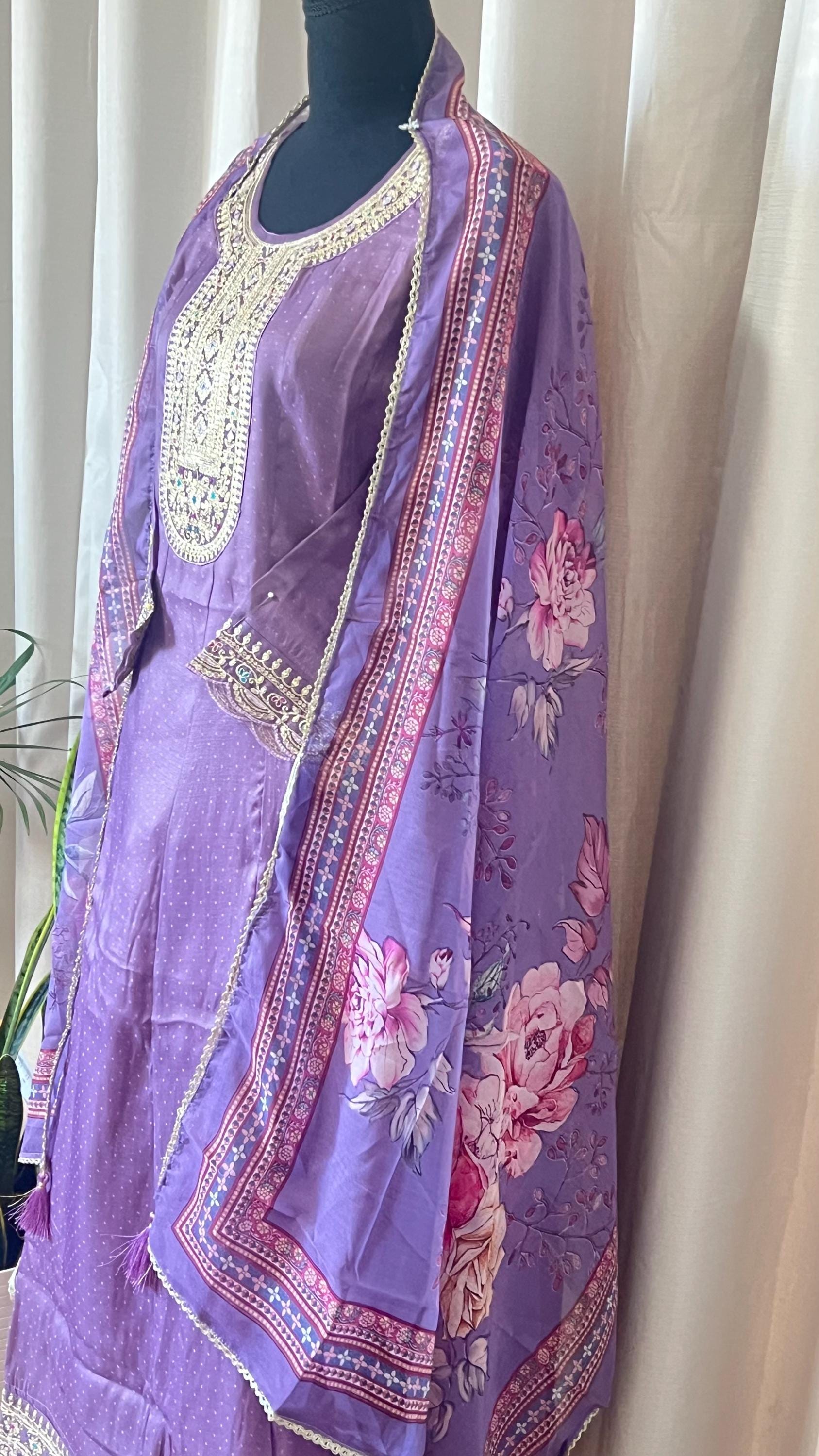 Designer Silk Kurti Set with Dupatta | Handwork & Mirror Detailing | Embroidered Indian Pakistani Salwar Kameez Dress | Perfect Gift for her